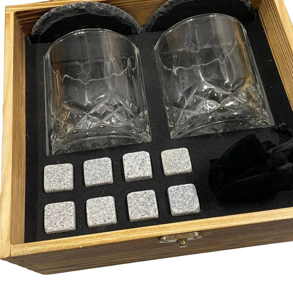 Mixology & Craft‎ Whiskey Glass Stones Coasters Cards Wooden Gift Box